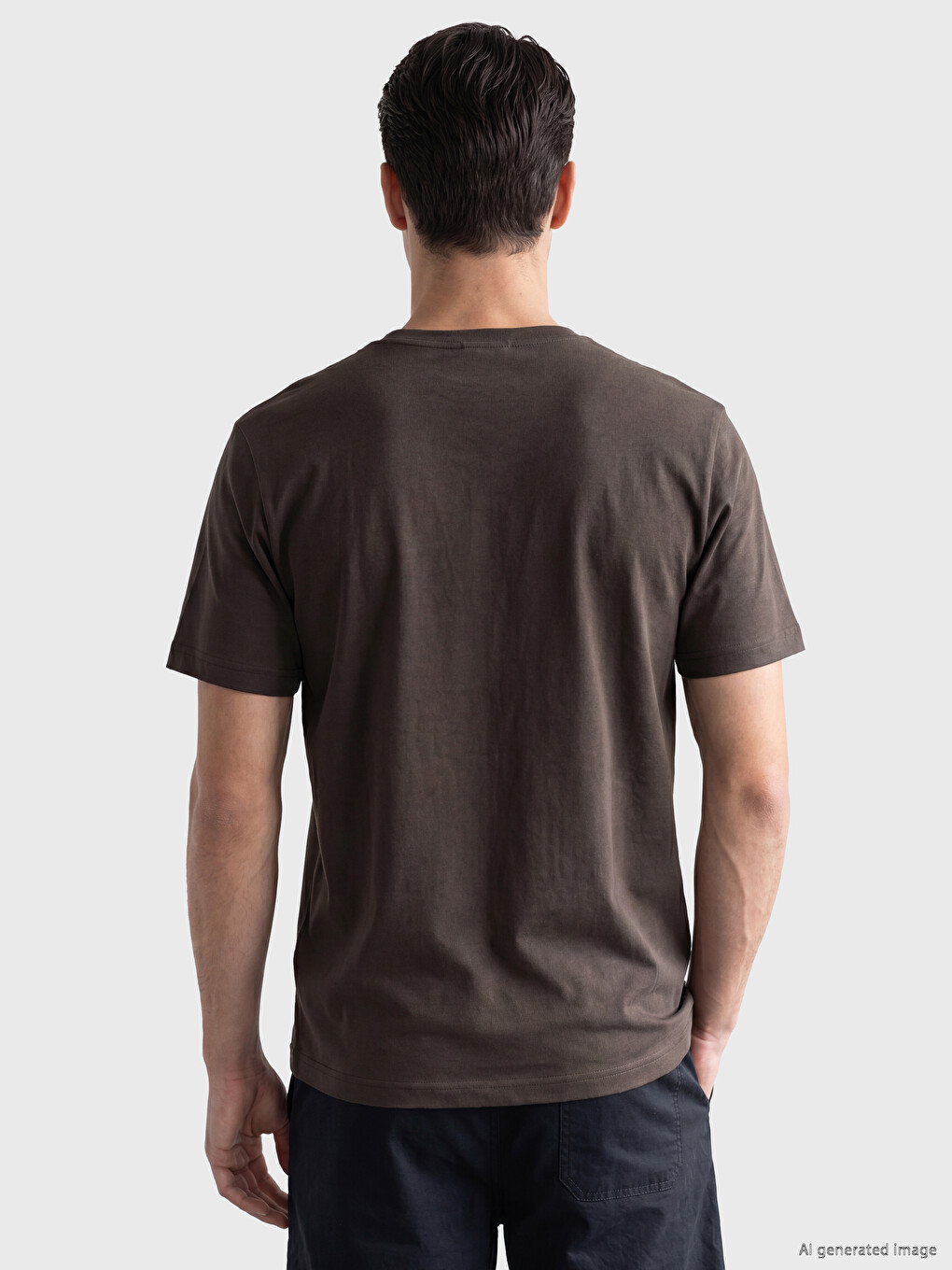 Kahverengi Regular Fit %100 Pamuk Erkek Tişört-2