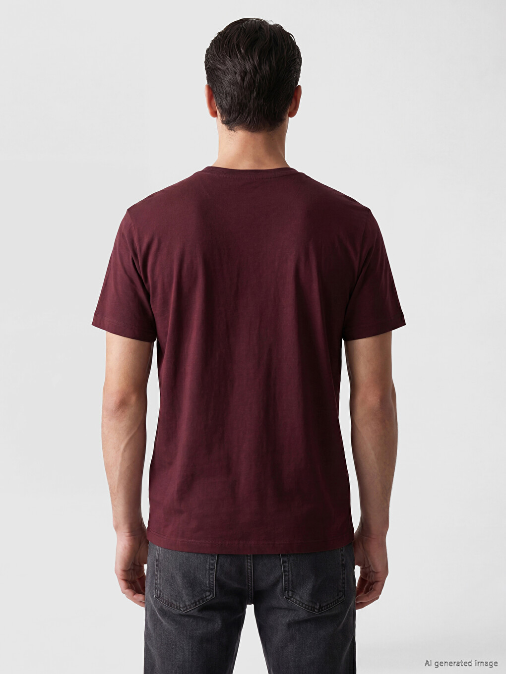 Bordo Regular Fit %100 Pamuk Erkek Tişört-2
