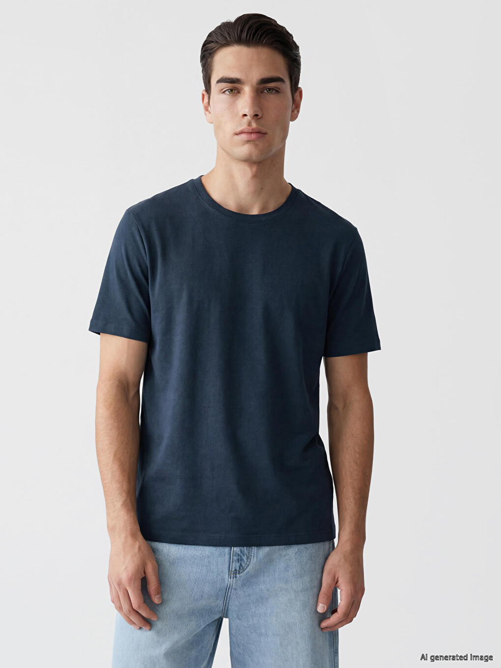 T-shirt Pambuku %100 Me Prerje Të Rregullt Për Burra