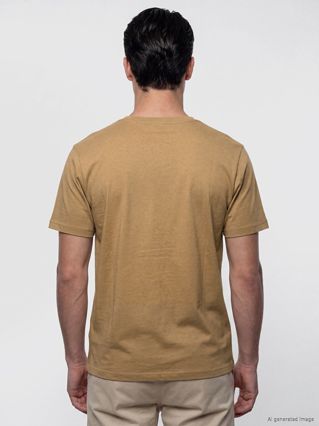 Kahverengi Regular Fit %100 Pamuk Erkek Tişört-4