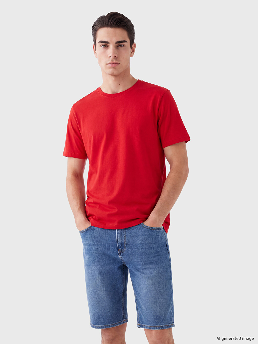 Kırmızı Regular Fit İnce Kumaş Tişört /03