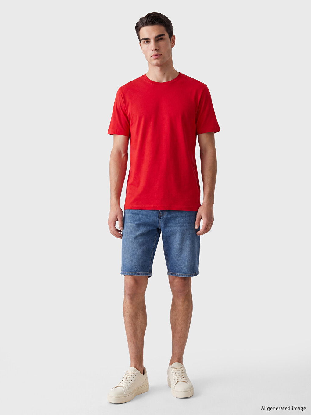 Kırmızı Regular Fit İnce Kumaş Tişört /03-1