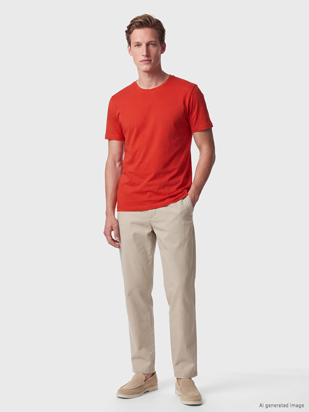 Kırmızı Regular Fit İnce Kumaş Tişört /03-1