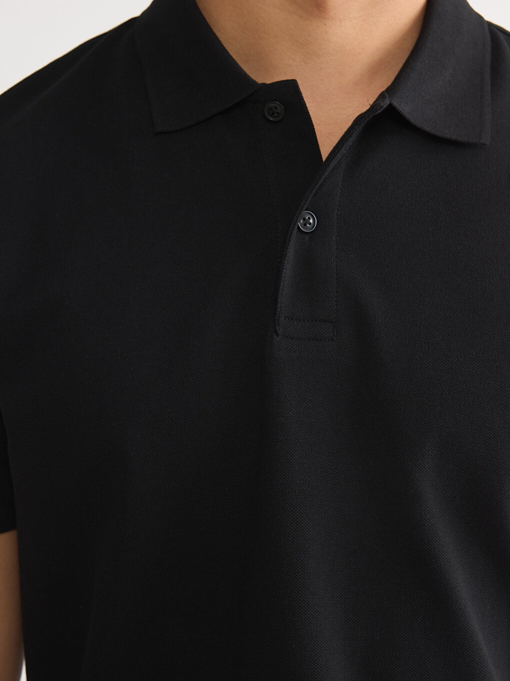 Siyah Polo Yaka Pike Erkek Tişört-2