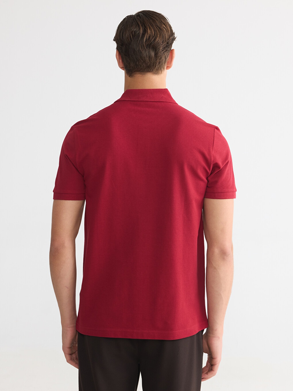 Bordo Polo Yaka Pike Erkek Tişört-3