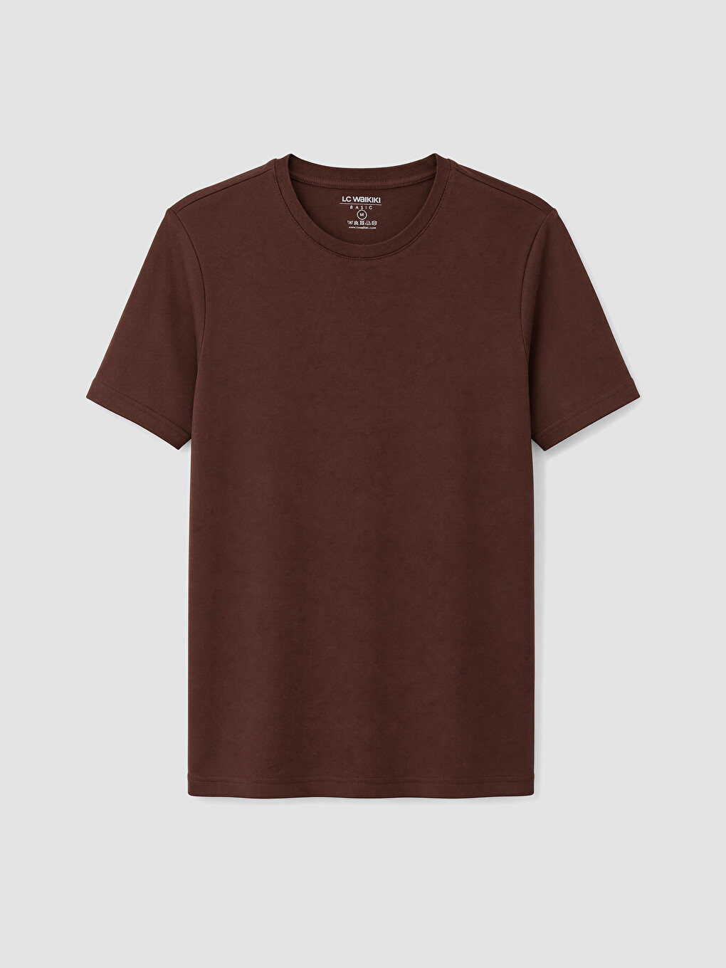 Kahverengi Slim Fit Bisiklet Yaka Erkek Tişört