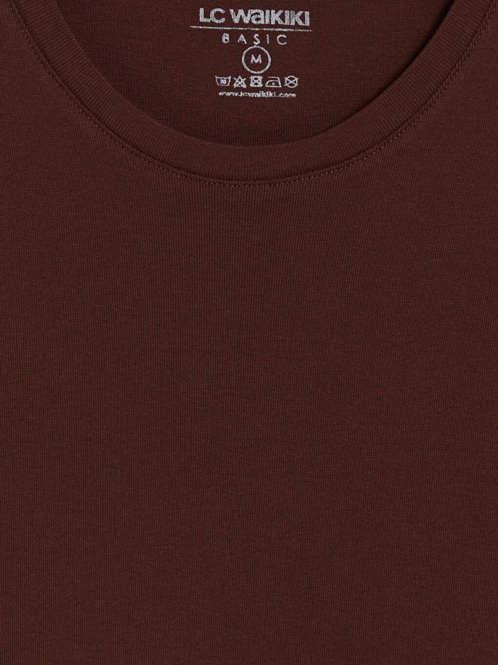 Kahverengi Slim Fit Bisiklet Yaka Erkek Tişört-1