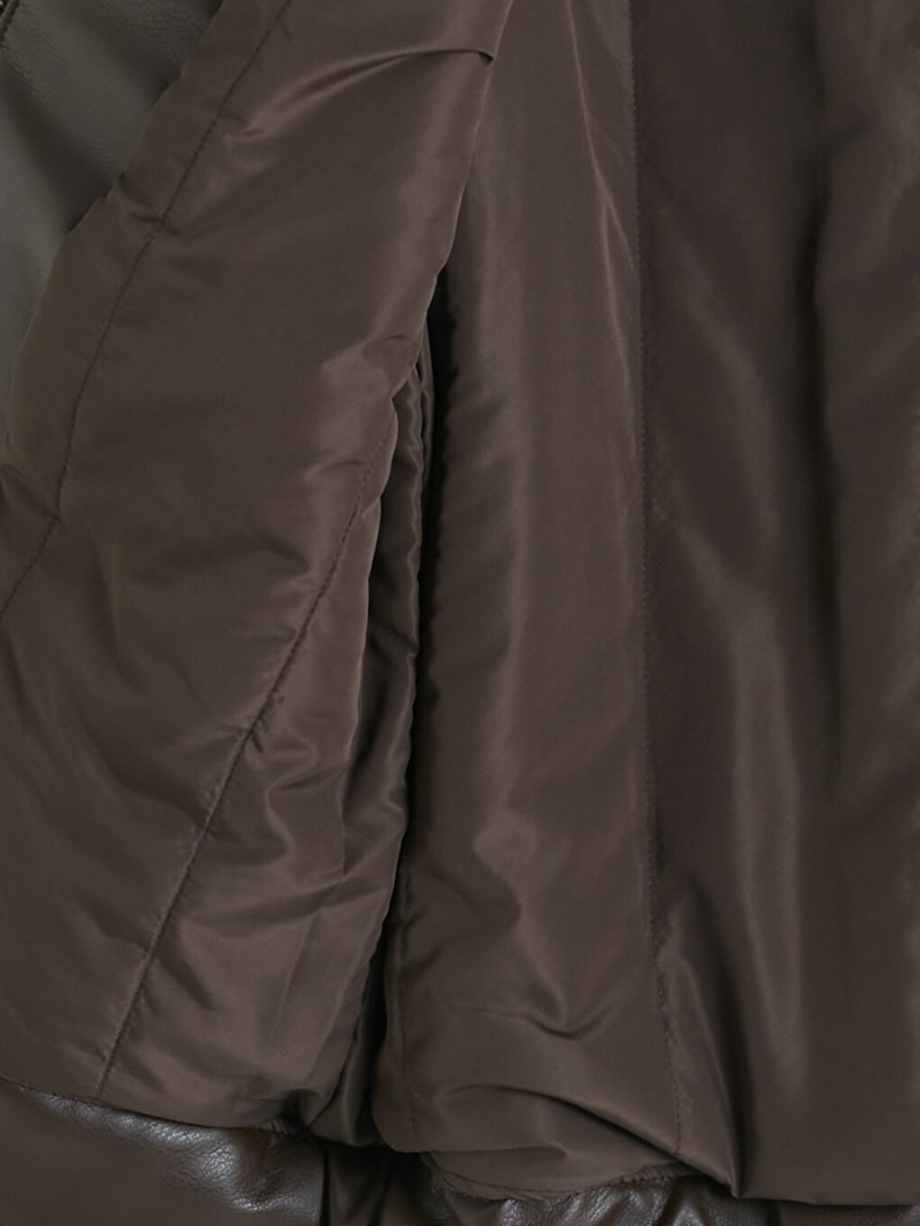 Kahverengi Regular Fit Dik Yaka Erkek Deri Görünümlü Mont-8