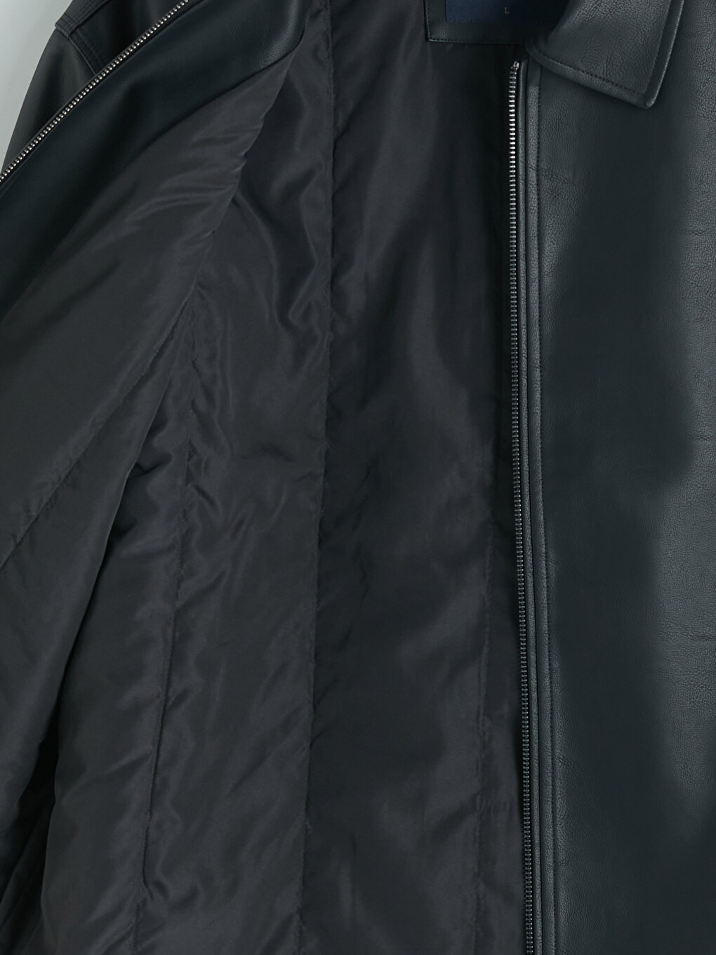 Siyah Regular Fit Erkek Deri Görünümlü Ceket-8