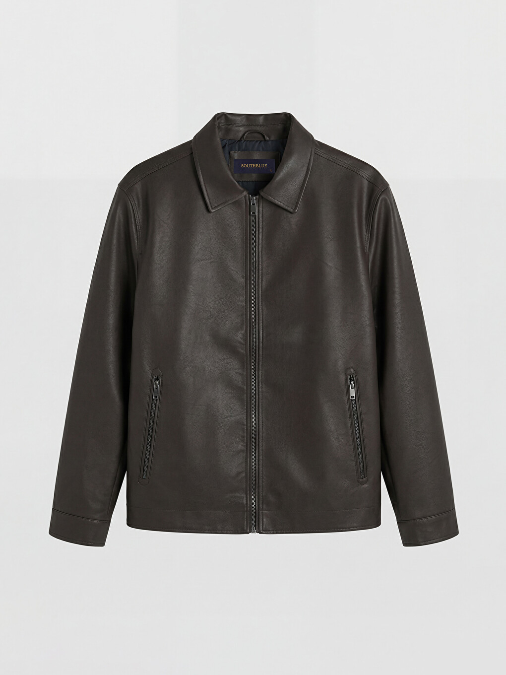 Regular Fit Men's Leather Look Jacket-5