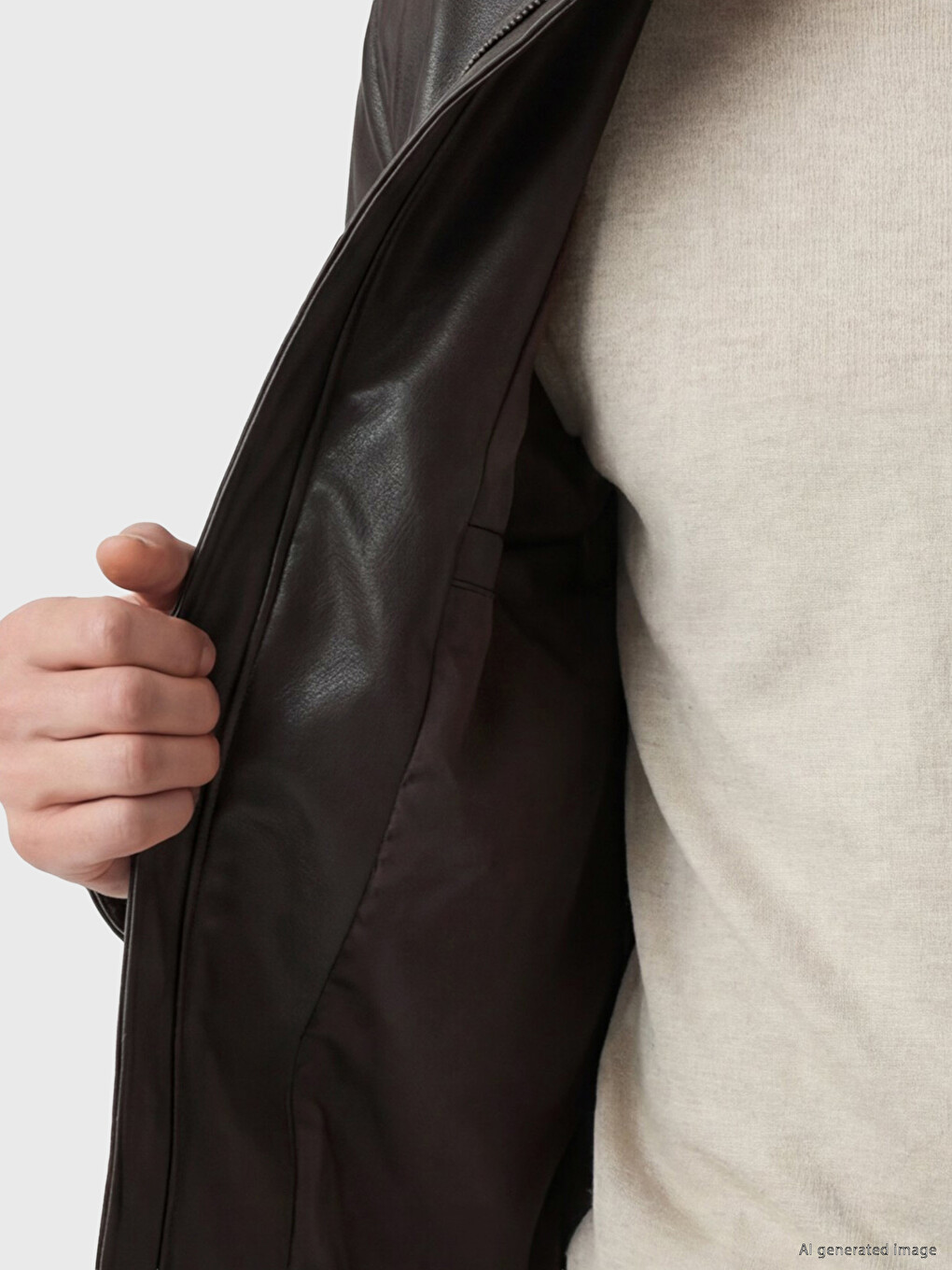 Regular Fit Men's Leather Look Jacket-2