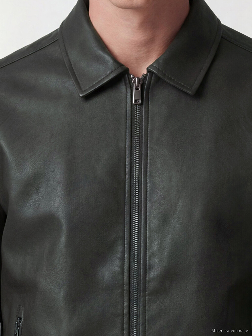 Regular Fit Men's Leather Look Jacket-3