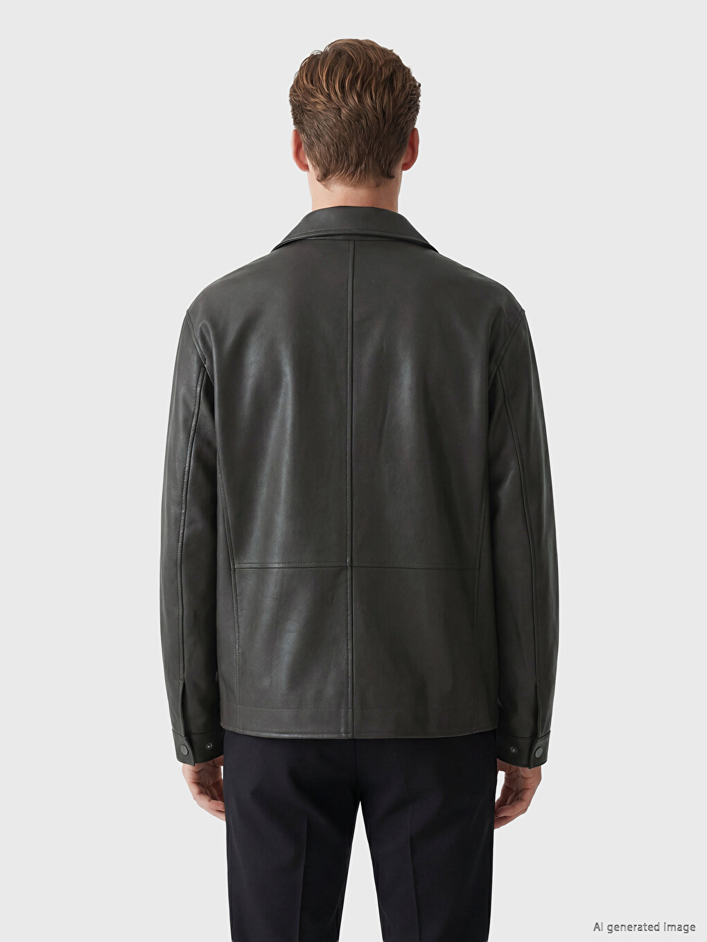 Regular Fit Men's Leather Look Jacket-4