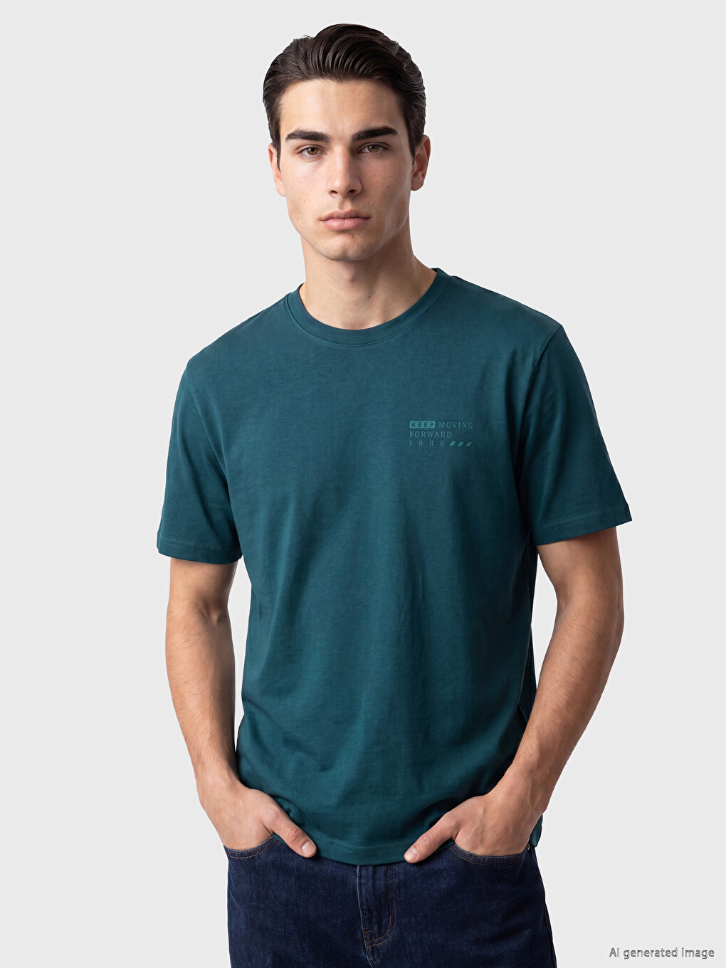 Mashkull Jeshile Petroli T-shirt