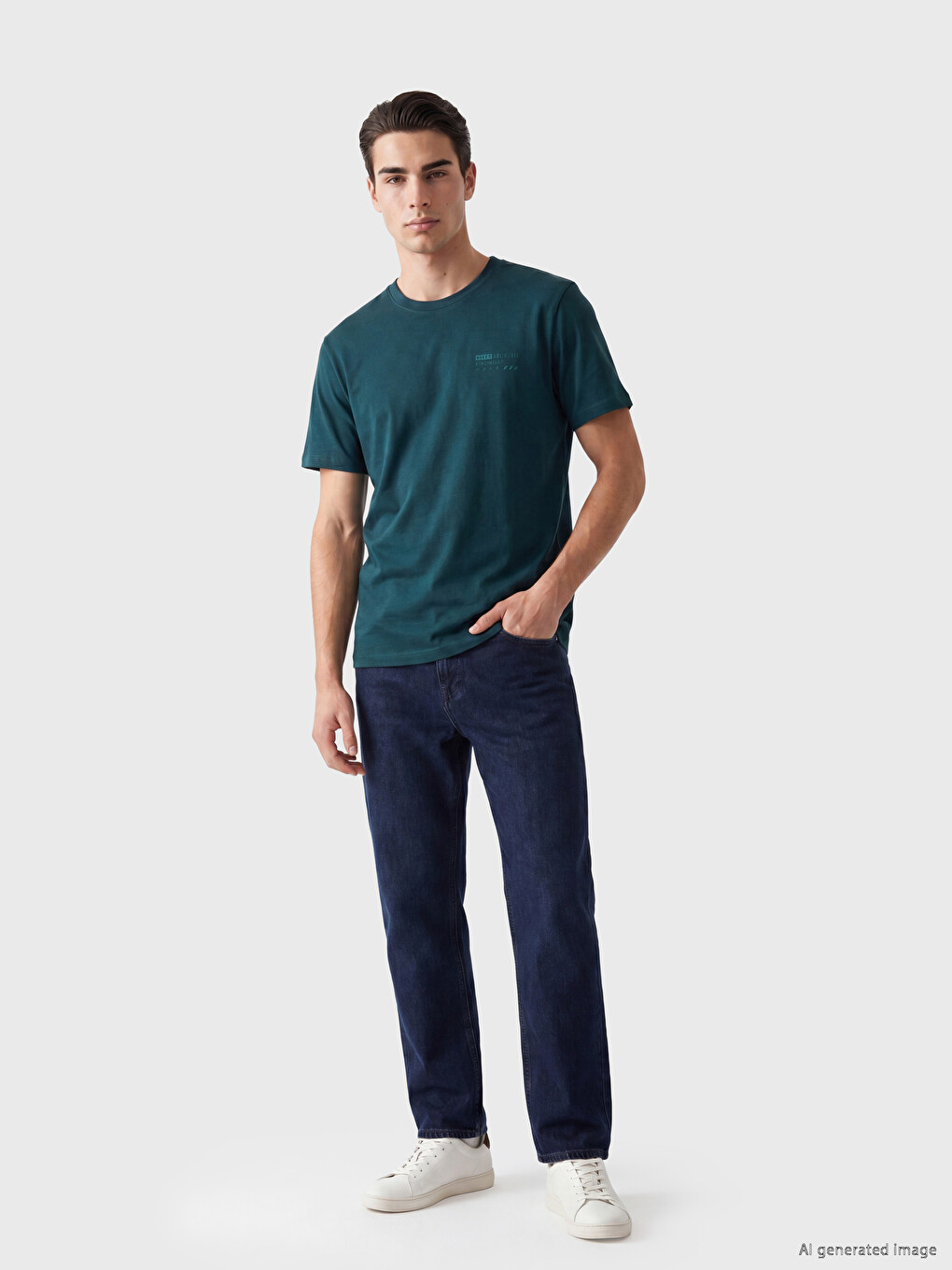 Mashkull Jeshile Petroli T-shirt-1