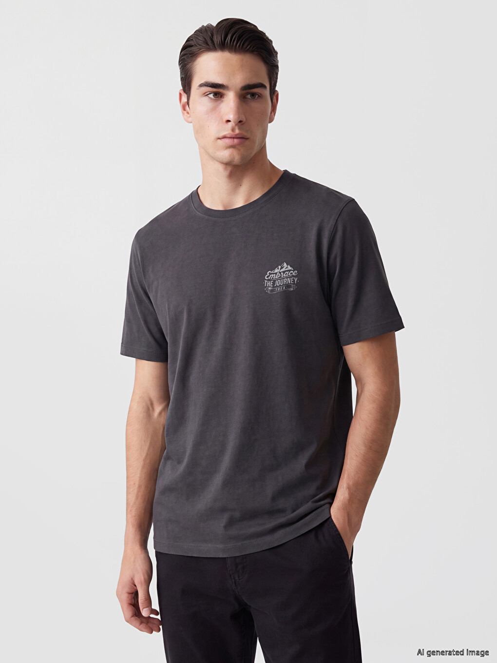 Bluzë Me Jakë Të Rrumbullakët E Stampuar Për Burra T-shirt