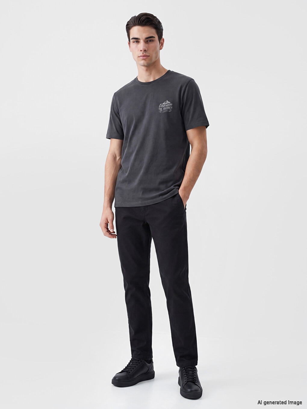 Bluzë Me Jakë Të Rrumbullakët E Stampuar Për Burra T-shirt-1
