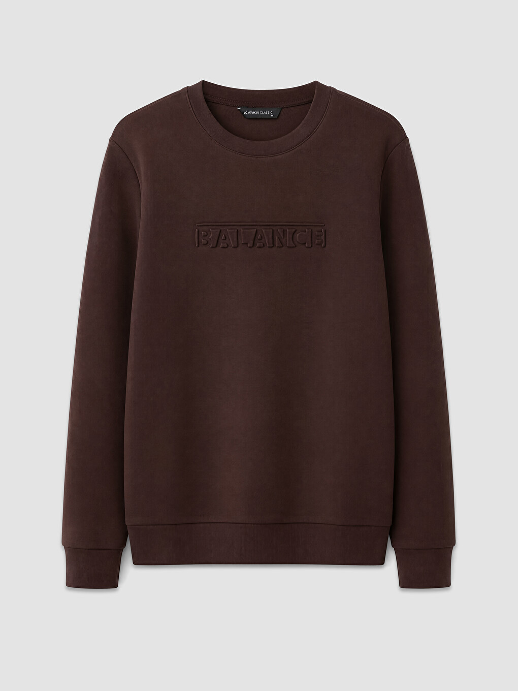 Mürdüm Bisiklet Yaka Kabartma Baskılı Erkek Sweatshirt