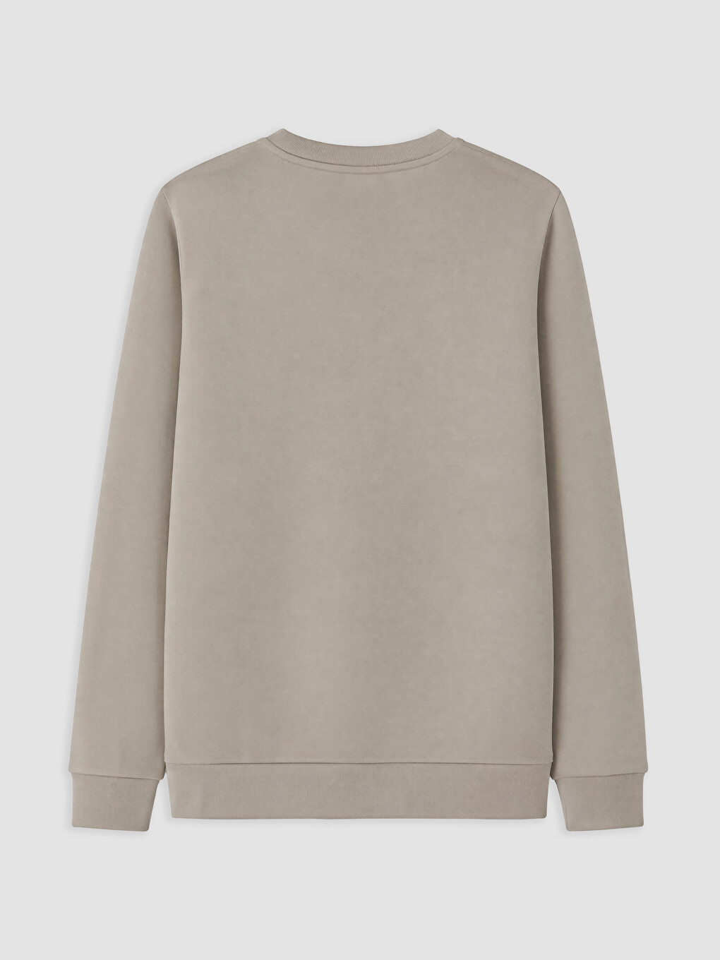 Bej Bisiklet Yaka Kabartma Baskılı Erkek Sweatshirt-4