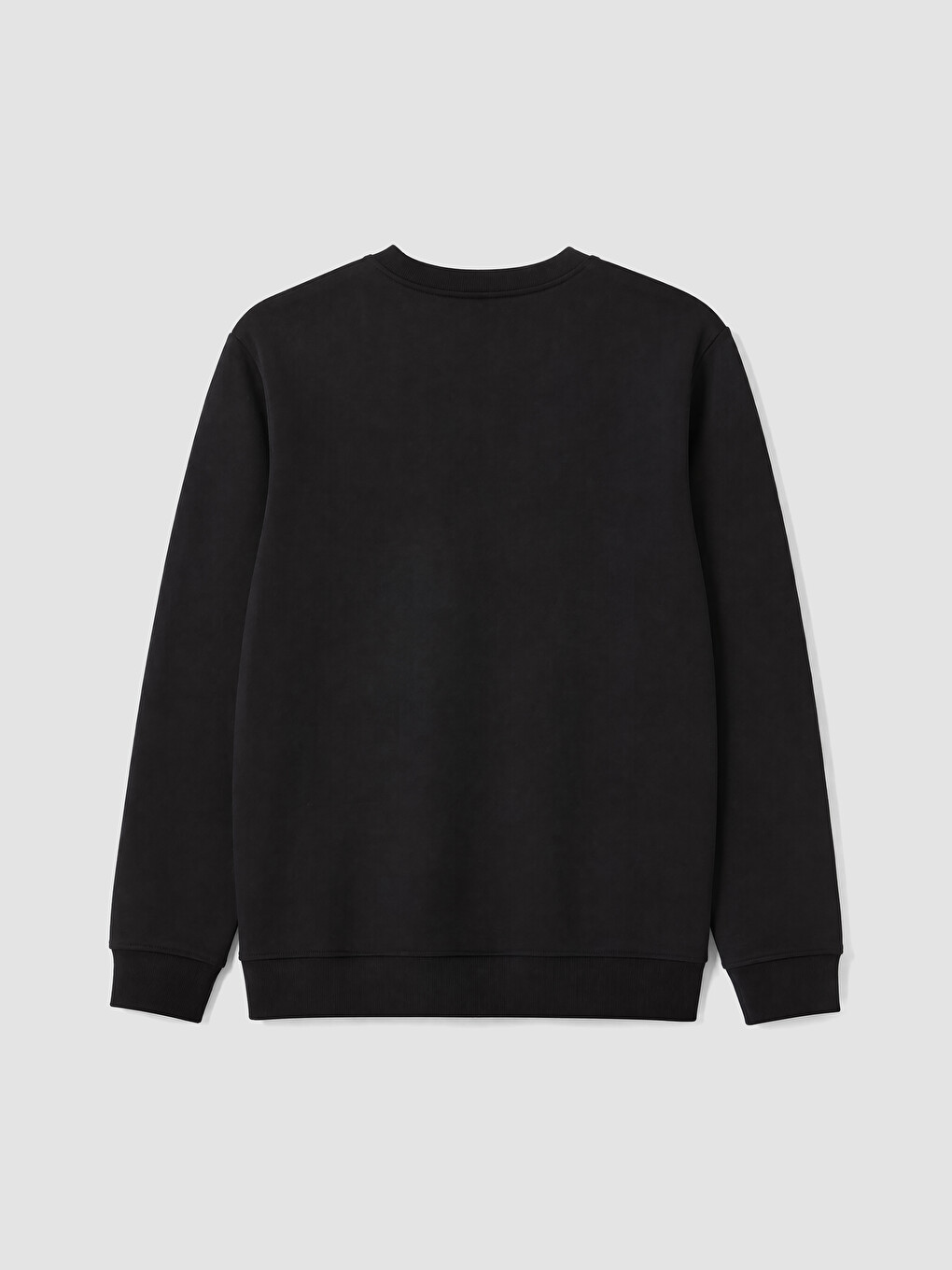 Siyah Bisiklet Yaka Baskılı Erkek Sweatshirt-2