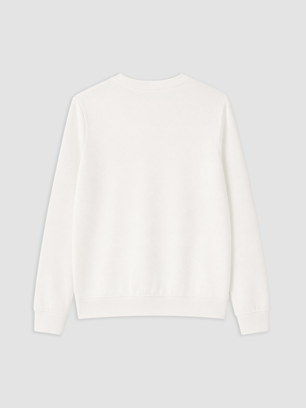 Beyaz Bisiklet Yaka Baskılı Erkek Sweatshirt-5