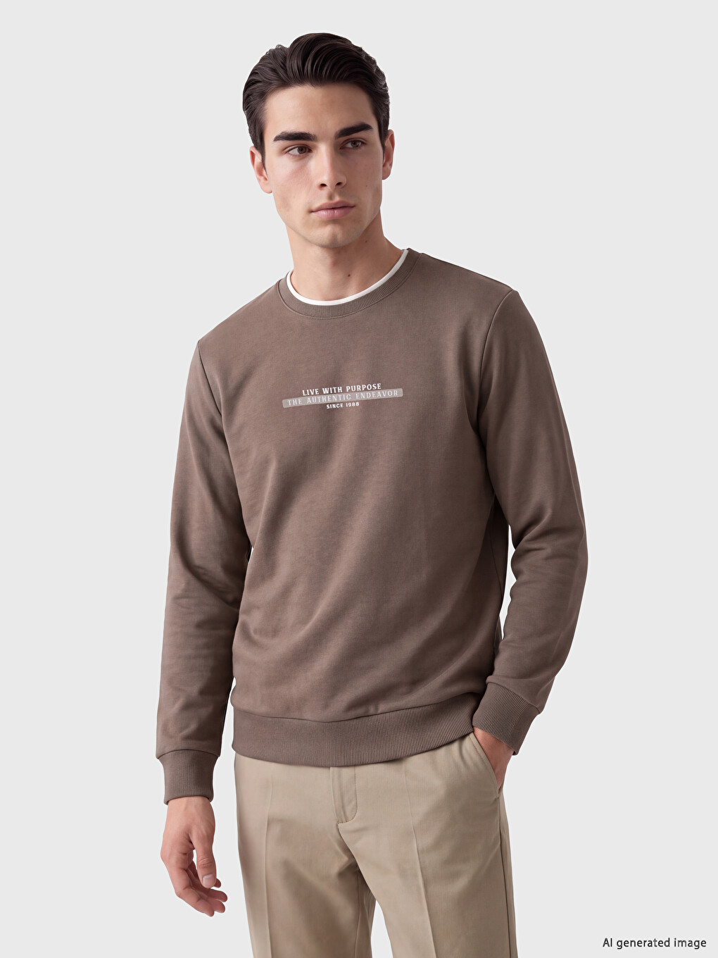 Crew Neck Men's Thick Sweatshirt