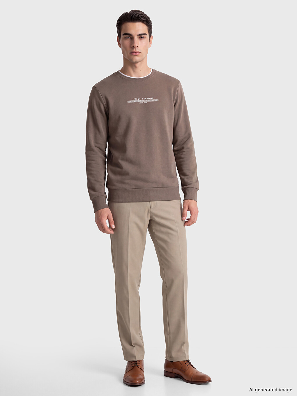 Crew Neck Men's Thick Sweatshirt-1