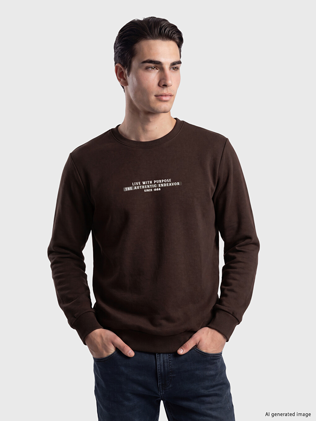 Man Brown Sweatshirt