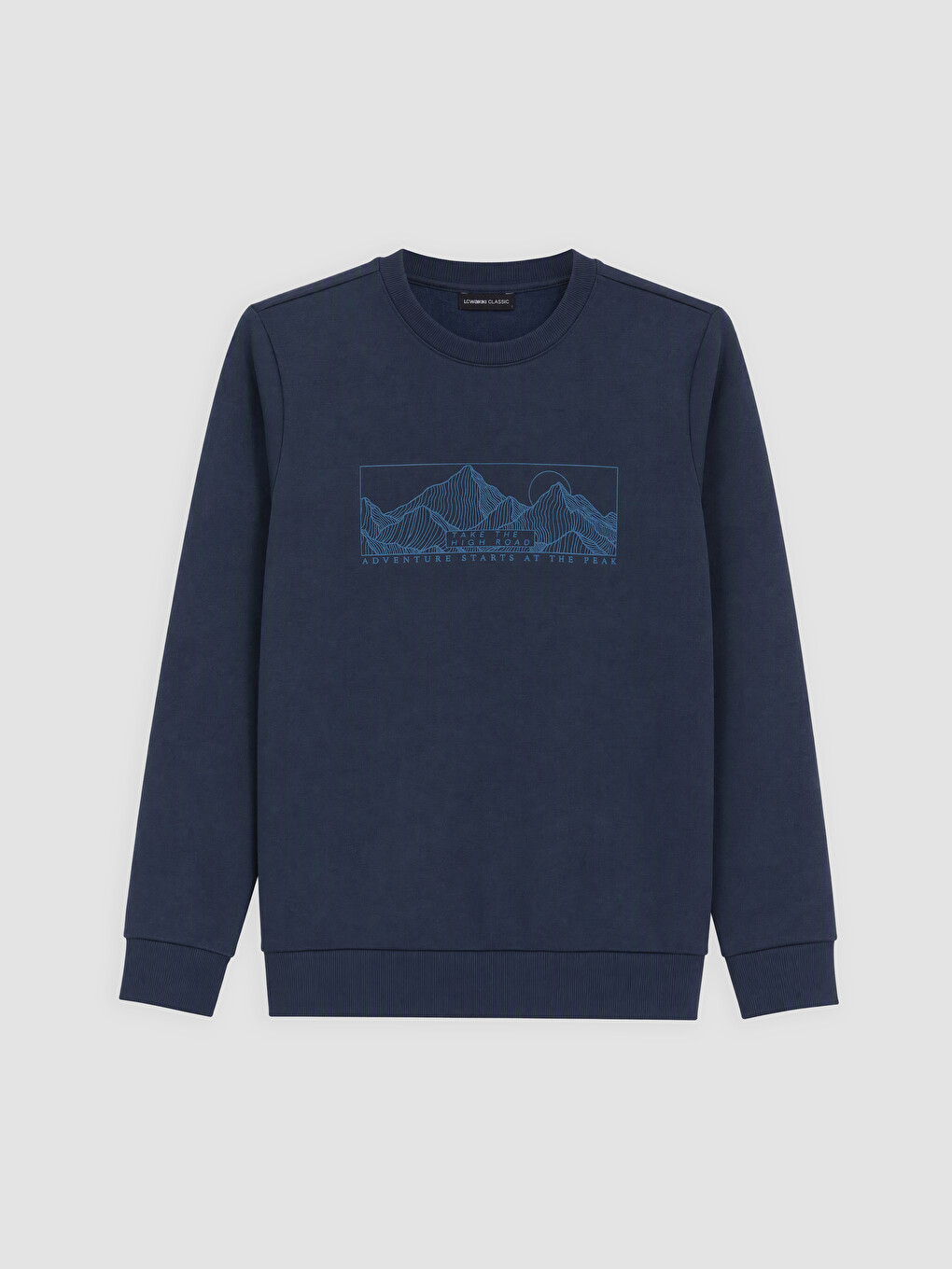 Petrol Bisiklet Yaka Baskılı Erkek Kalın Sweatshirt-3