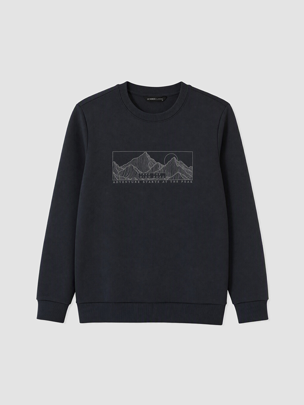 Antrasit Bisiklet Yaka Baskılı Erkek Sweatshirt-3