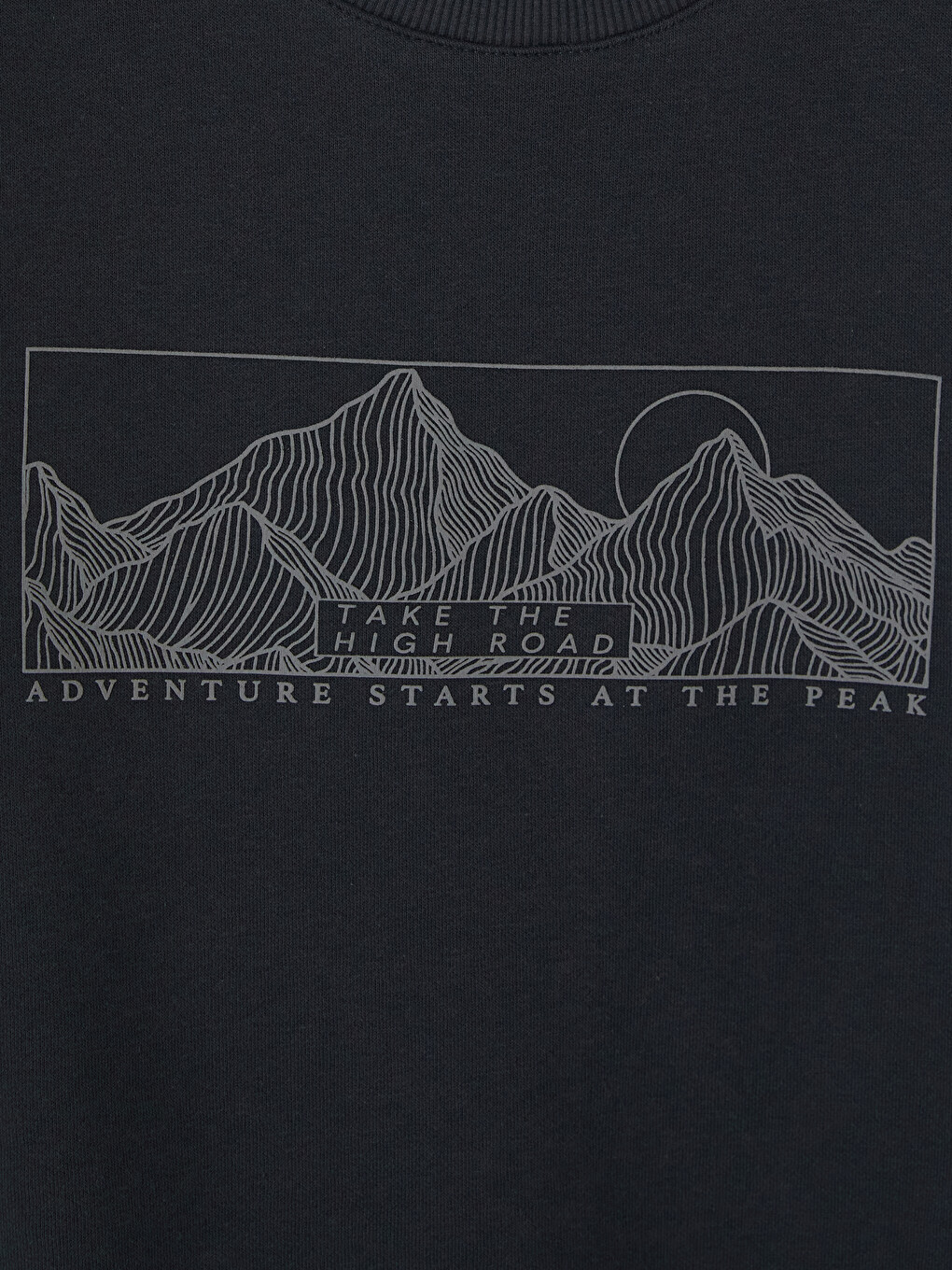 Antrasit Bisiklet Yaka Baskılı Erkek Sweatshirt-5