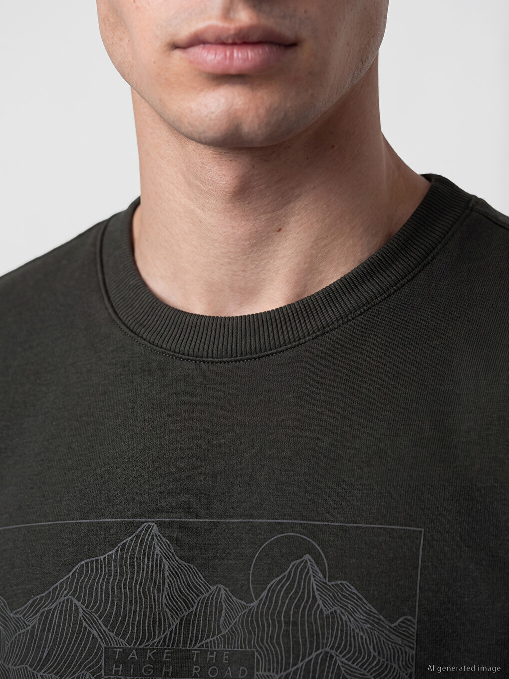 Crew Neck Printed Men's Thick Sweatshirt-2