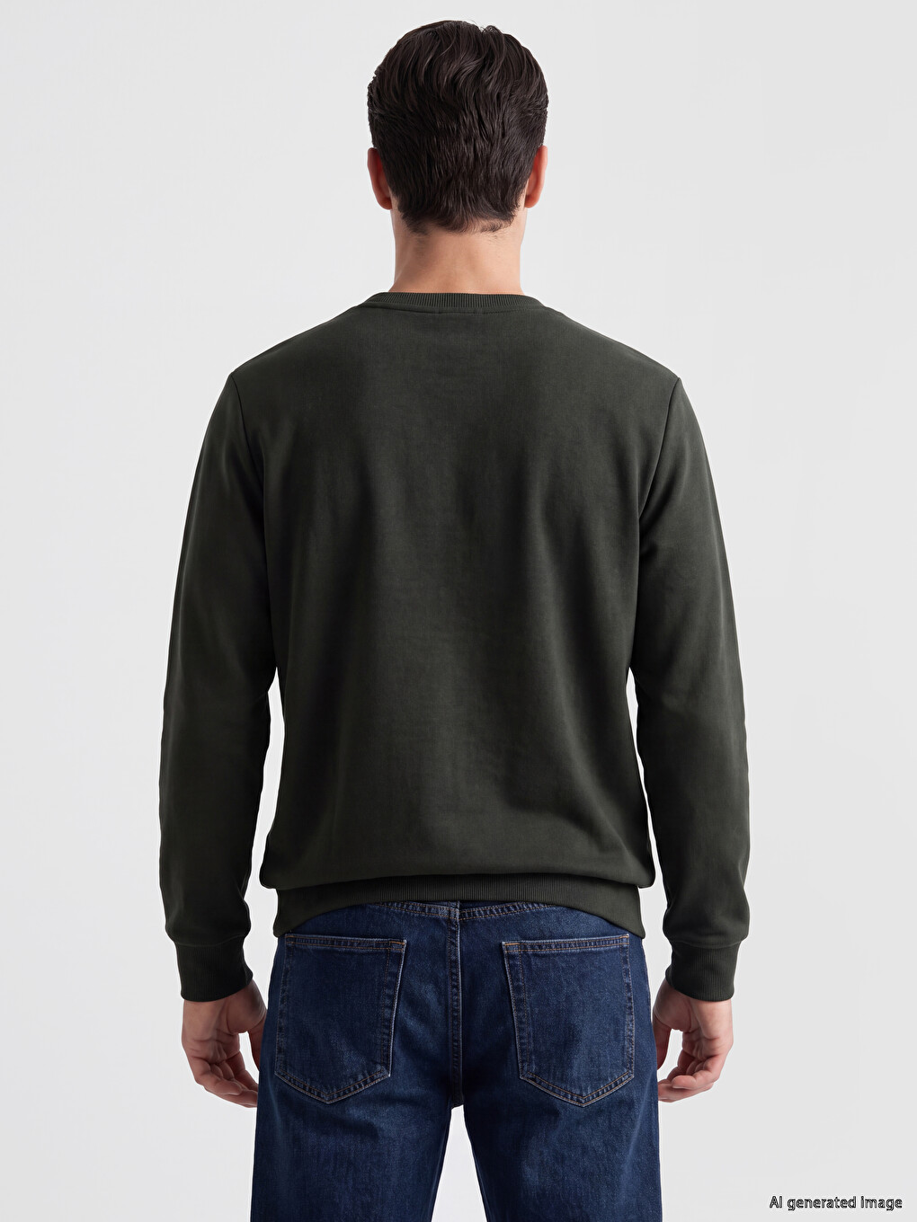 Crew Neck Printed Men's Thick Sweatshirt-3
