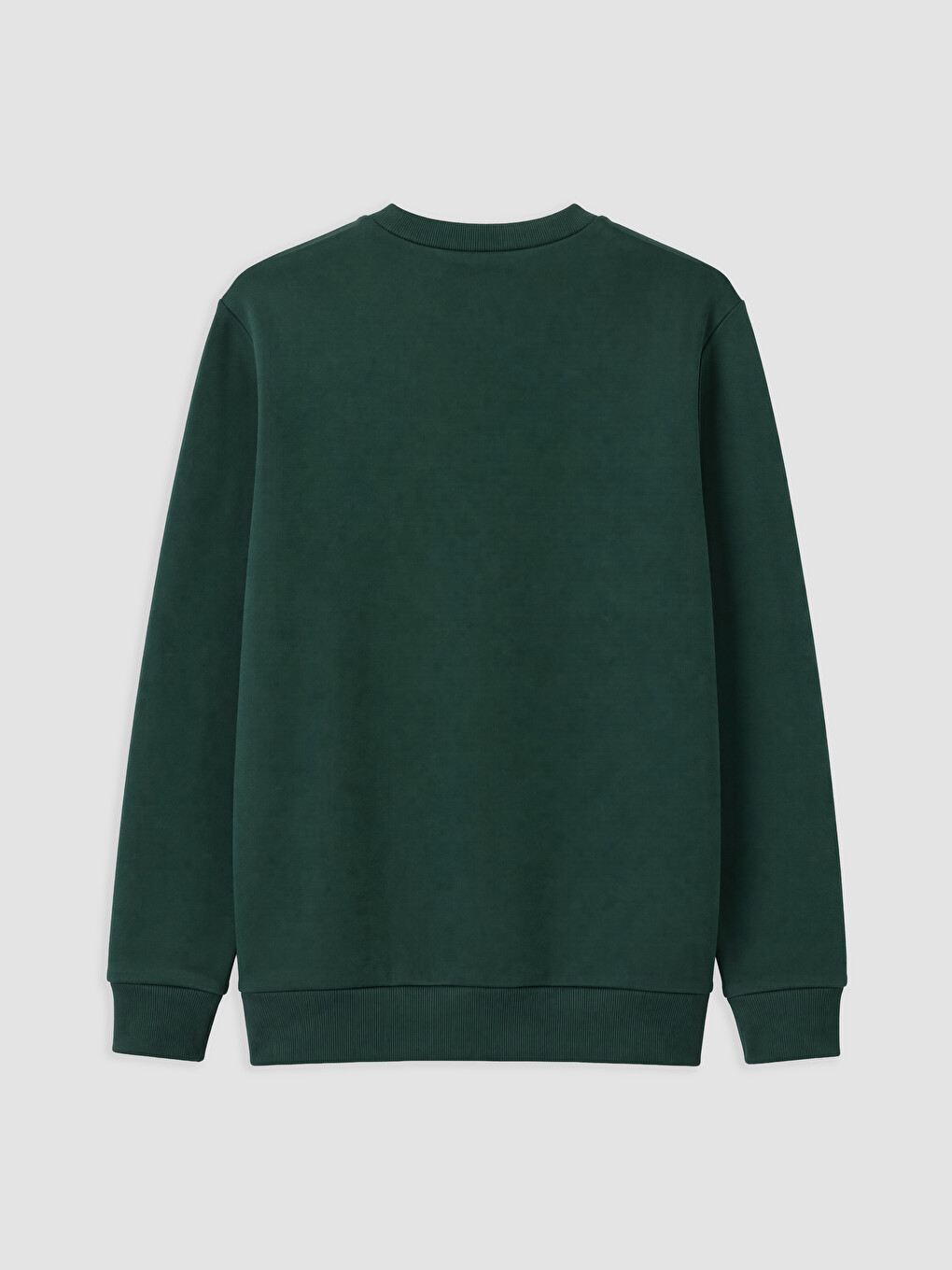Yeşil Bisiklet Yaka Baskılı Erkek Kalın Sweatshirt-5