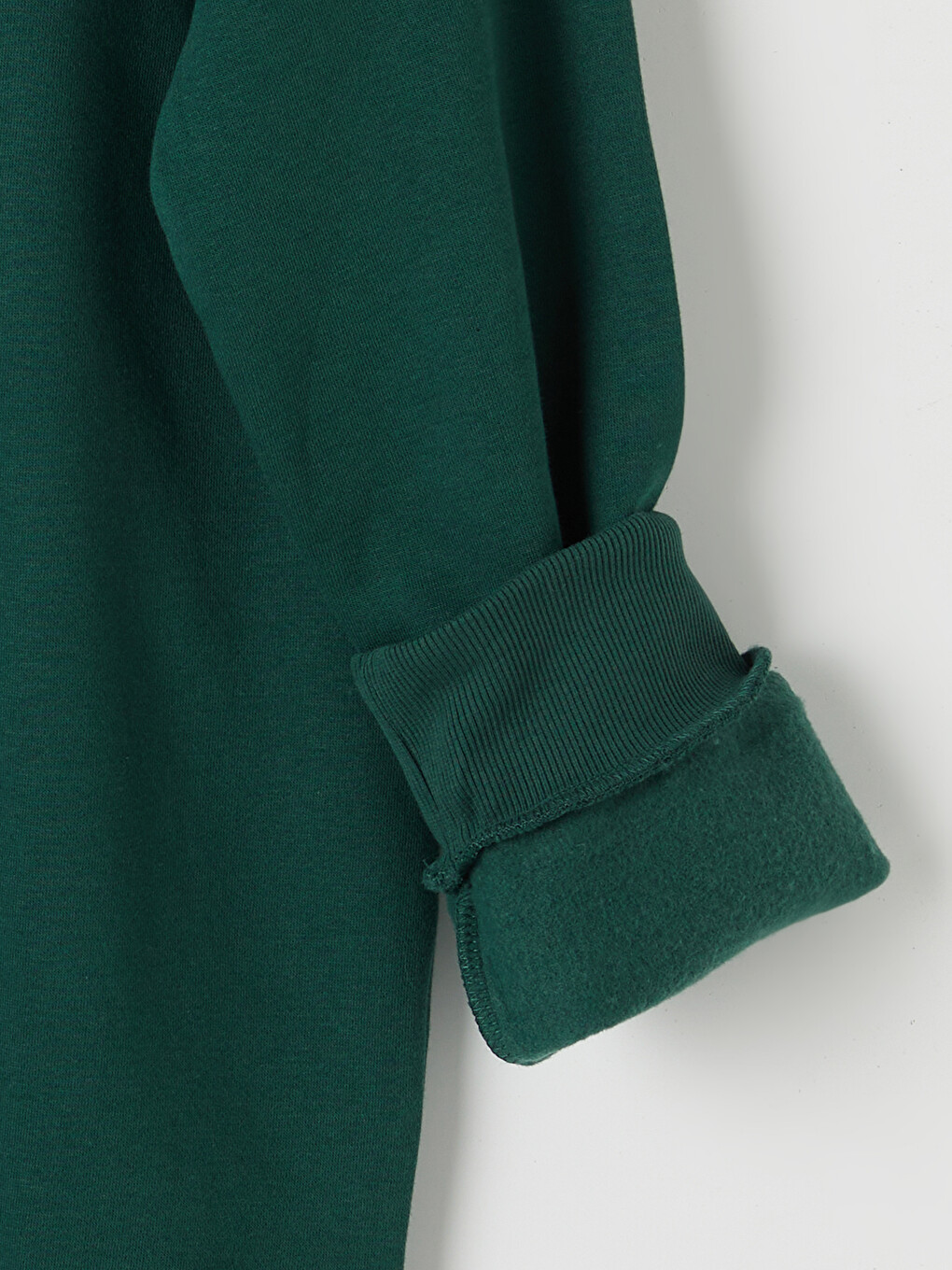 Yeşil Bisiklet Yaka Baskılı Erkek Kalın Sweatshirt-7
