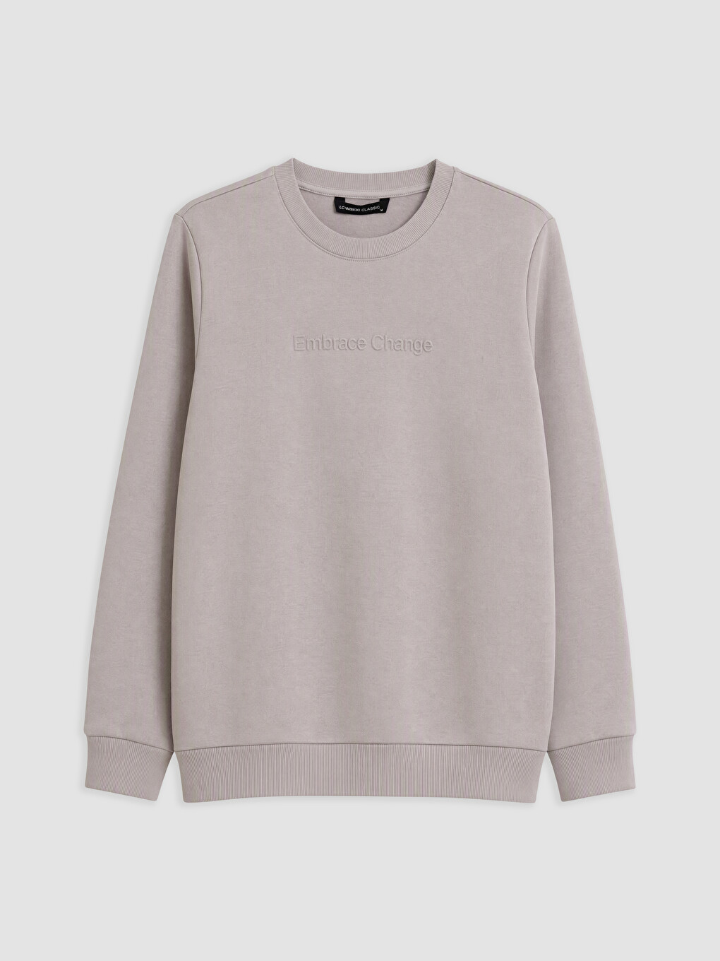 Gri Bisiklet Yaka Baskılı Erkek Sweatshirt-3
