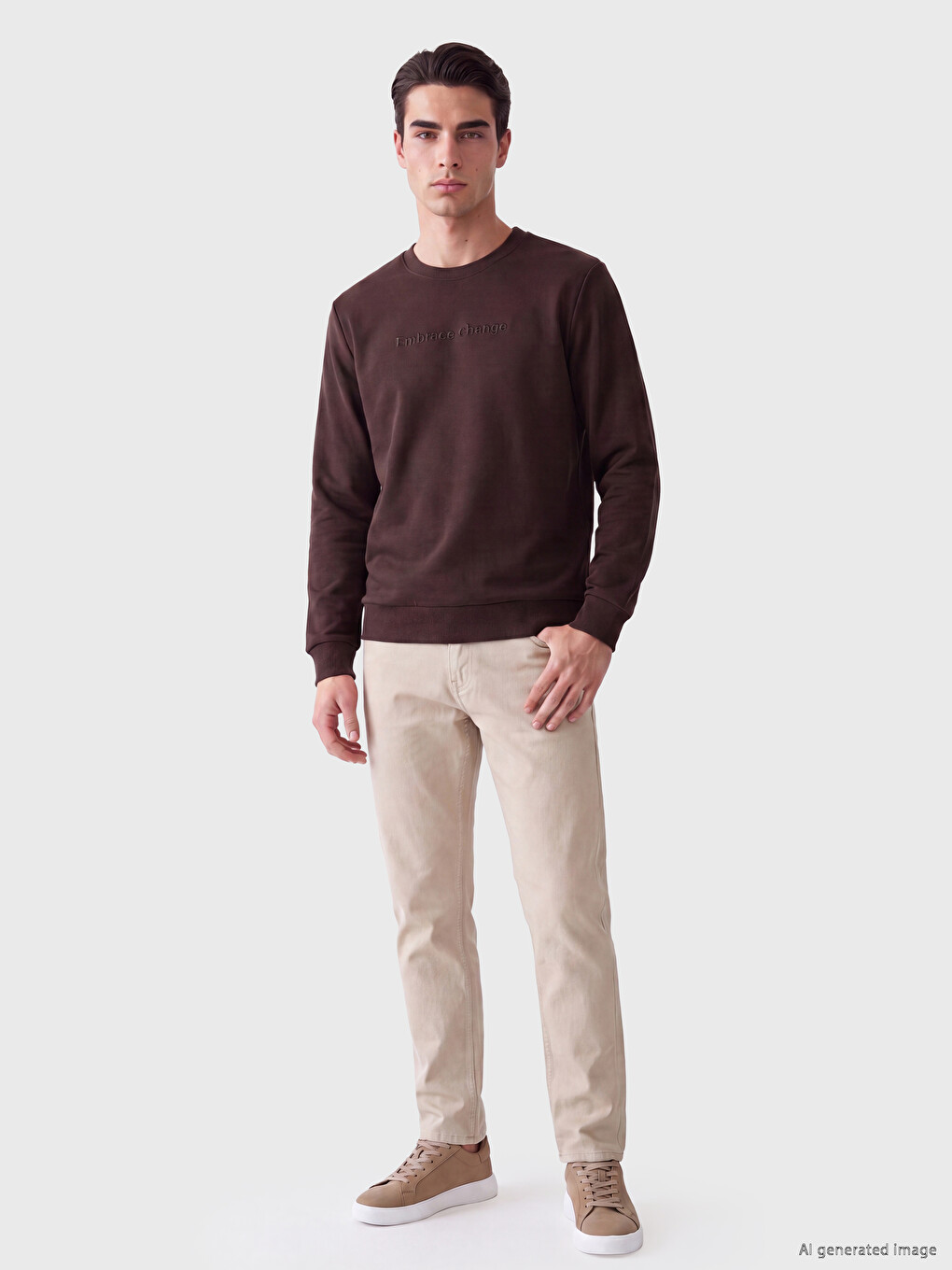 Crew Neck Printed Men's Thick Sweatshirt-1