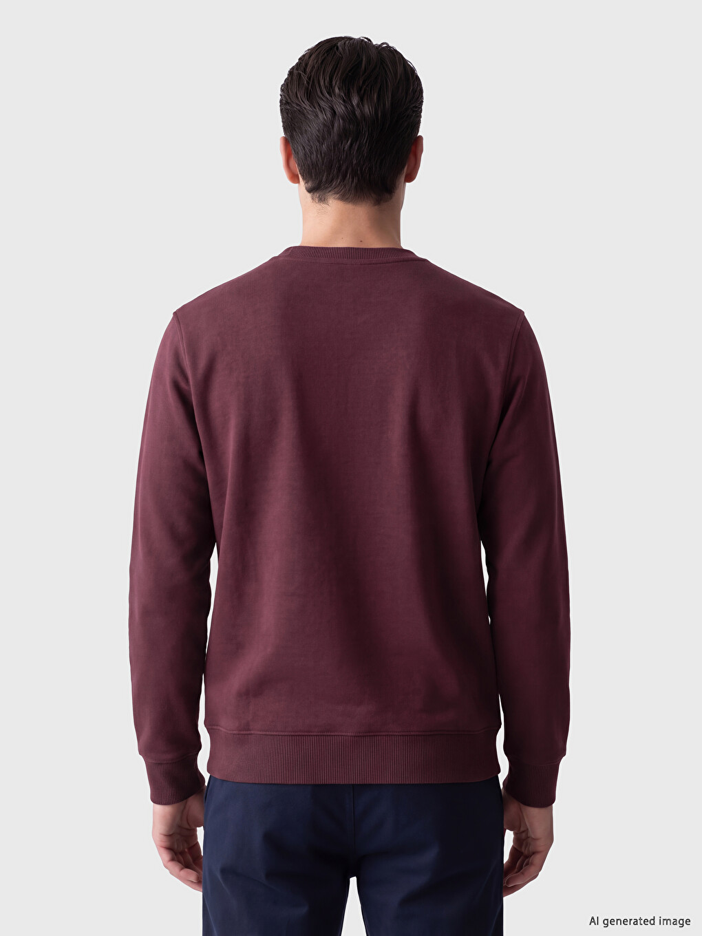 Mürdüm Baskılı Erkek Kalın Sweatshirt-2