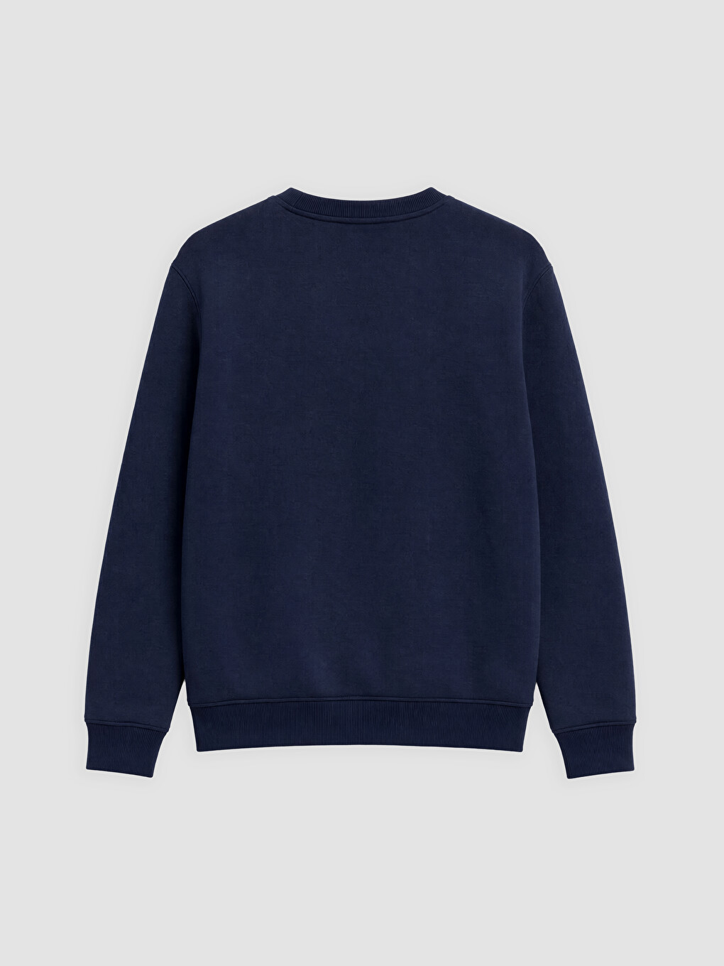 Lacivert Bisiklet Yaka Nakışlı Erkek Kalın Sweatshirt-4
