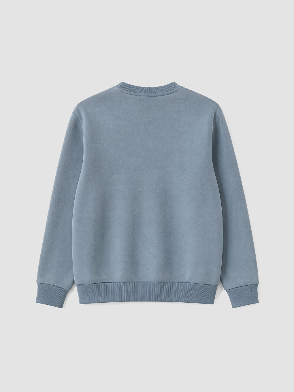 İndigo Bisiklet Yaka Baskılı Erkek Kalın Sweatshirt-5