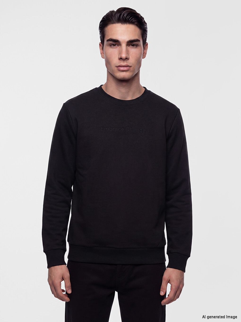 Crew Neck Printed Men's Thick Sweatshirt