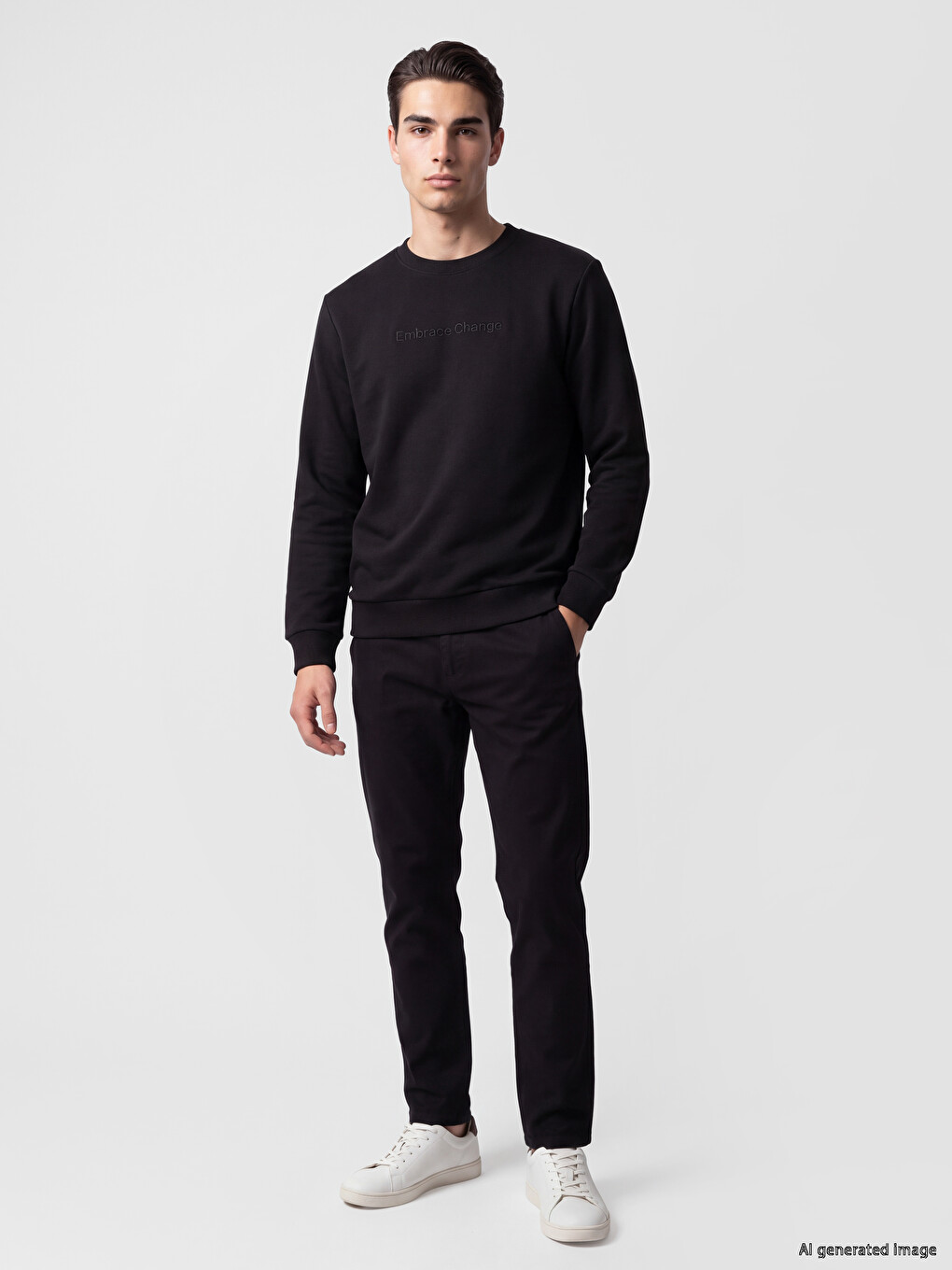 Crew Neck Printed Men's Thick Sweatshirt-1