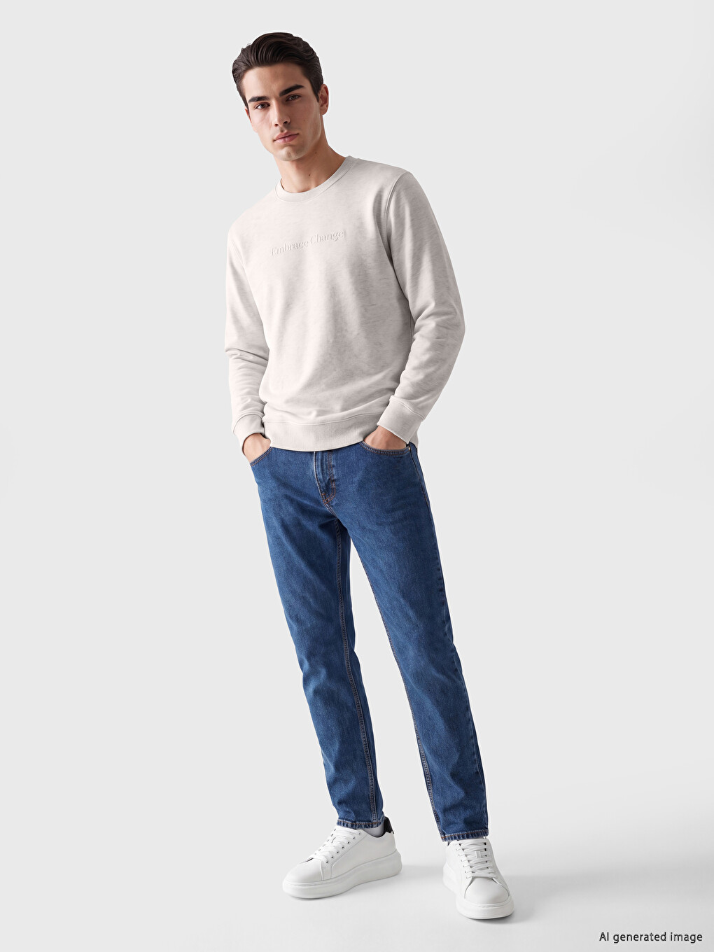 Crew Neck Printed Men's Thick Sweatshirt-1