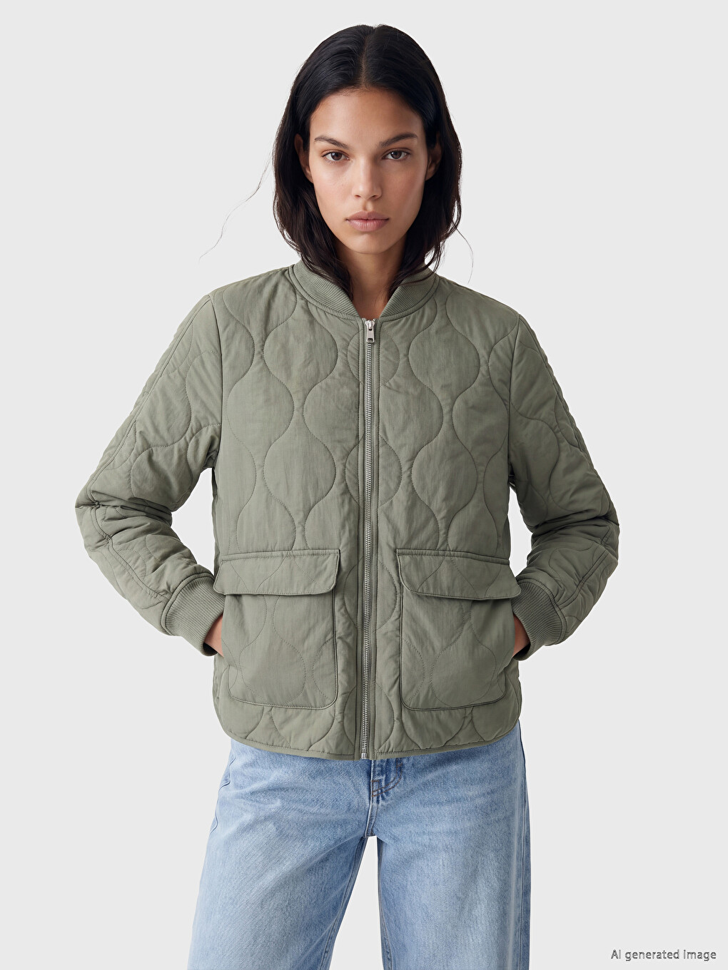 Mock Neck Quilted Women's Jacket