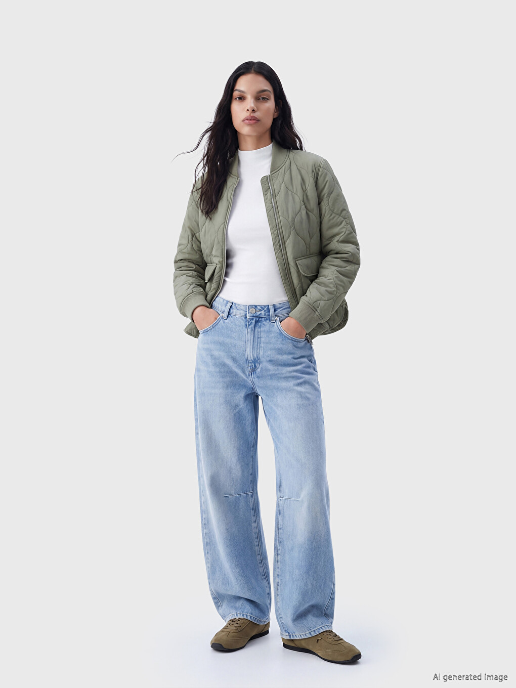 Mock Neck Quilted Women's Jacket-1