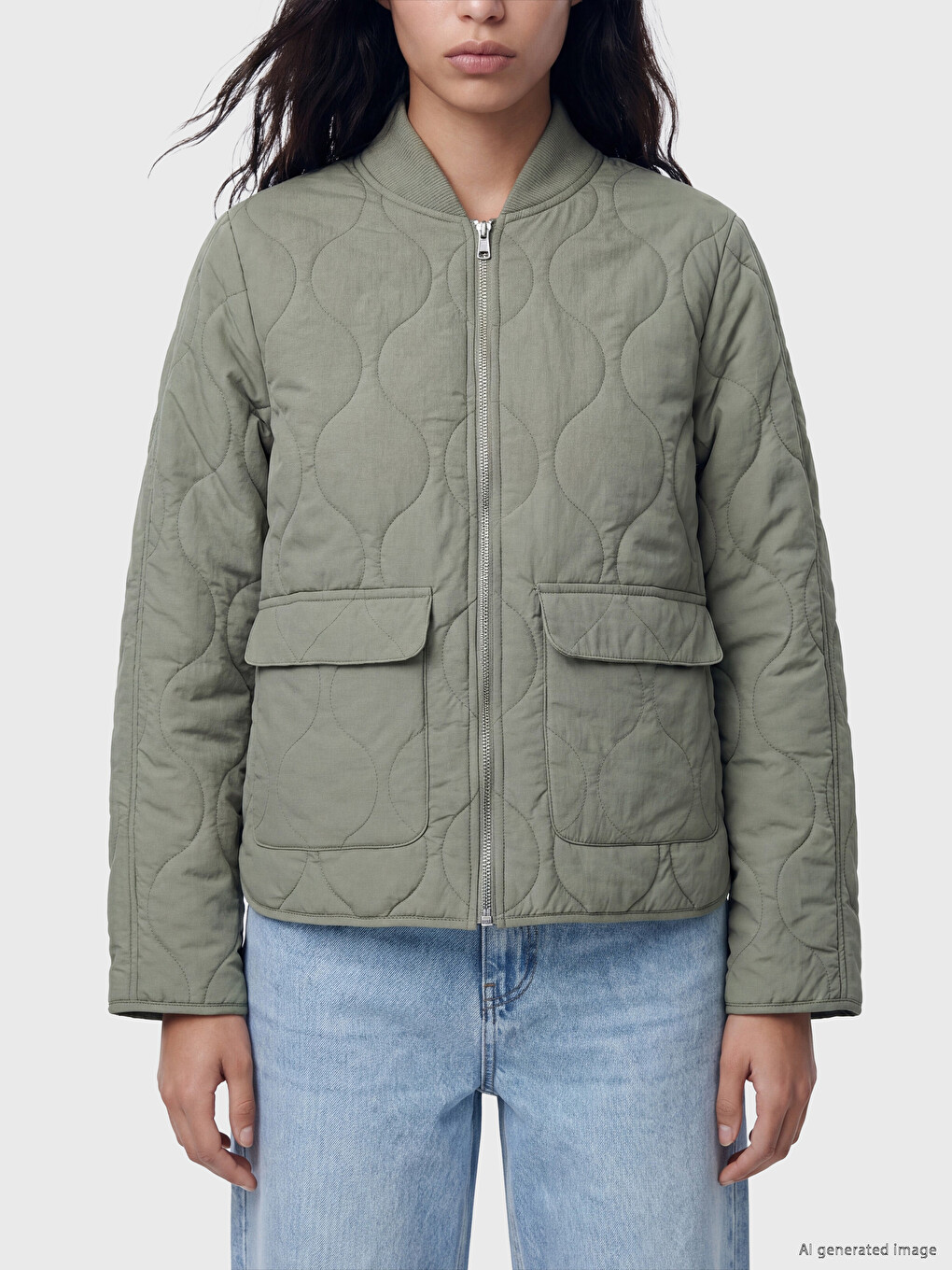 Mock Neck Quilted Women's Jacket-2