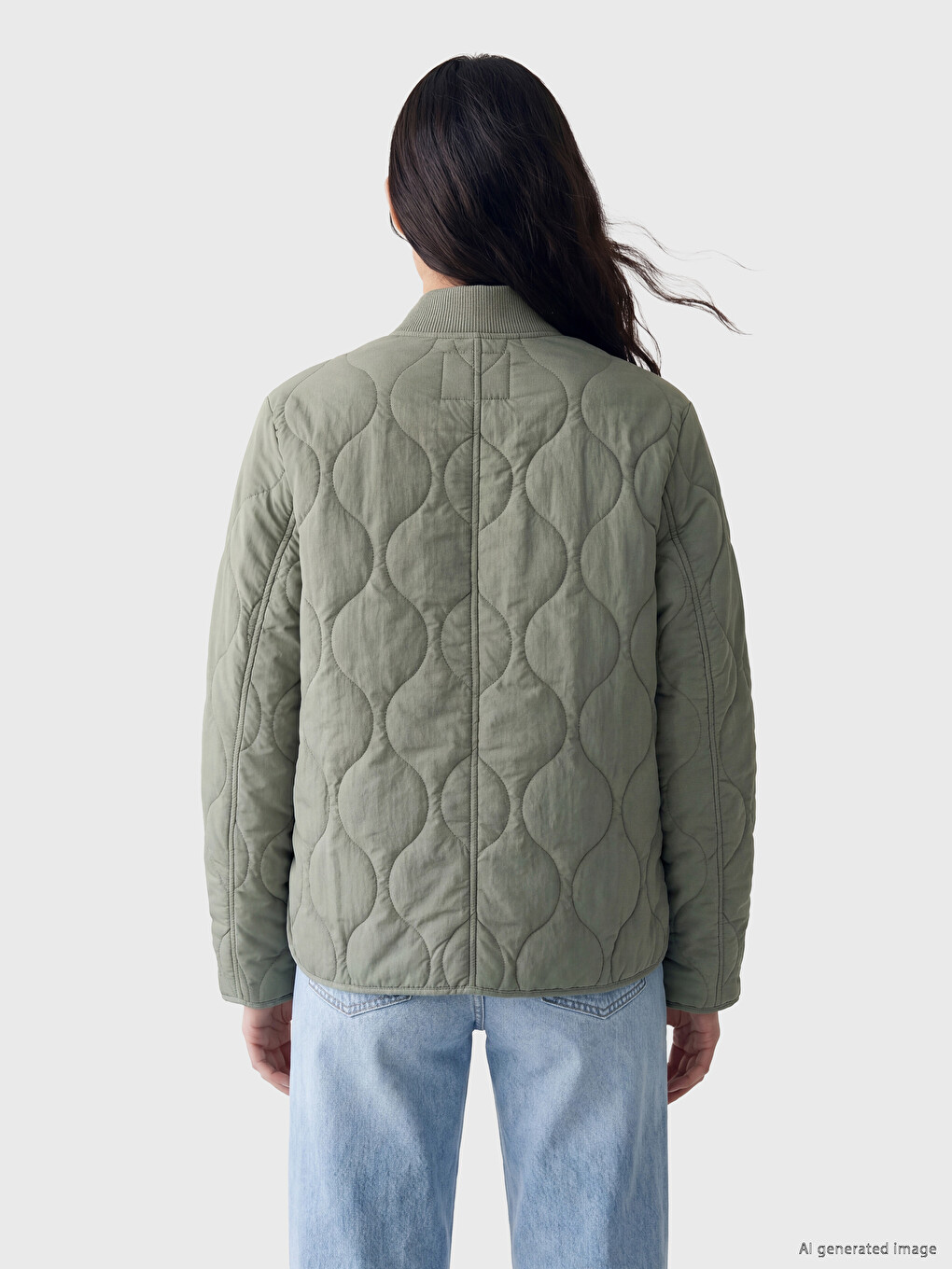 Mock Neck Quilted Women's Jacket-4