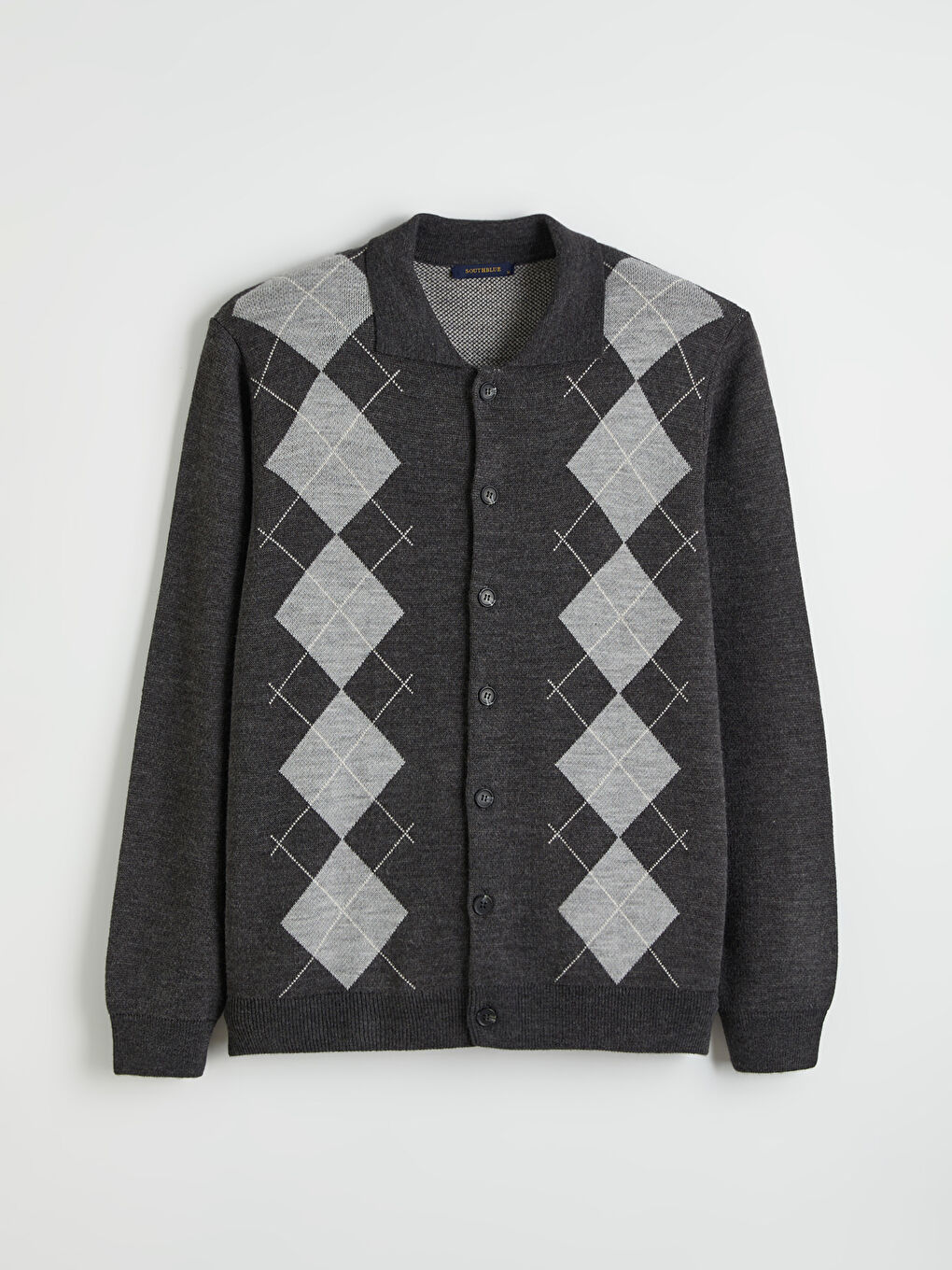 Antrasit Standart Kalıp Baklava Desenli Erkek Triko Hırka-4