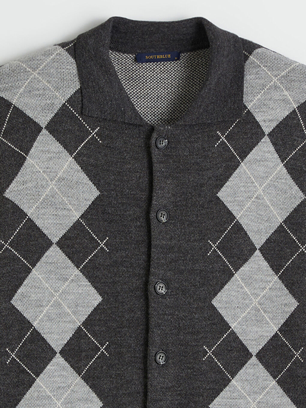 Antrasit Standart Kalıp Baklava Desenli Erkek Triko Hırka-5