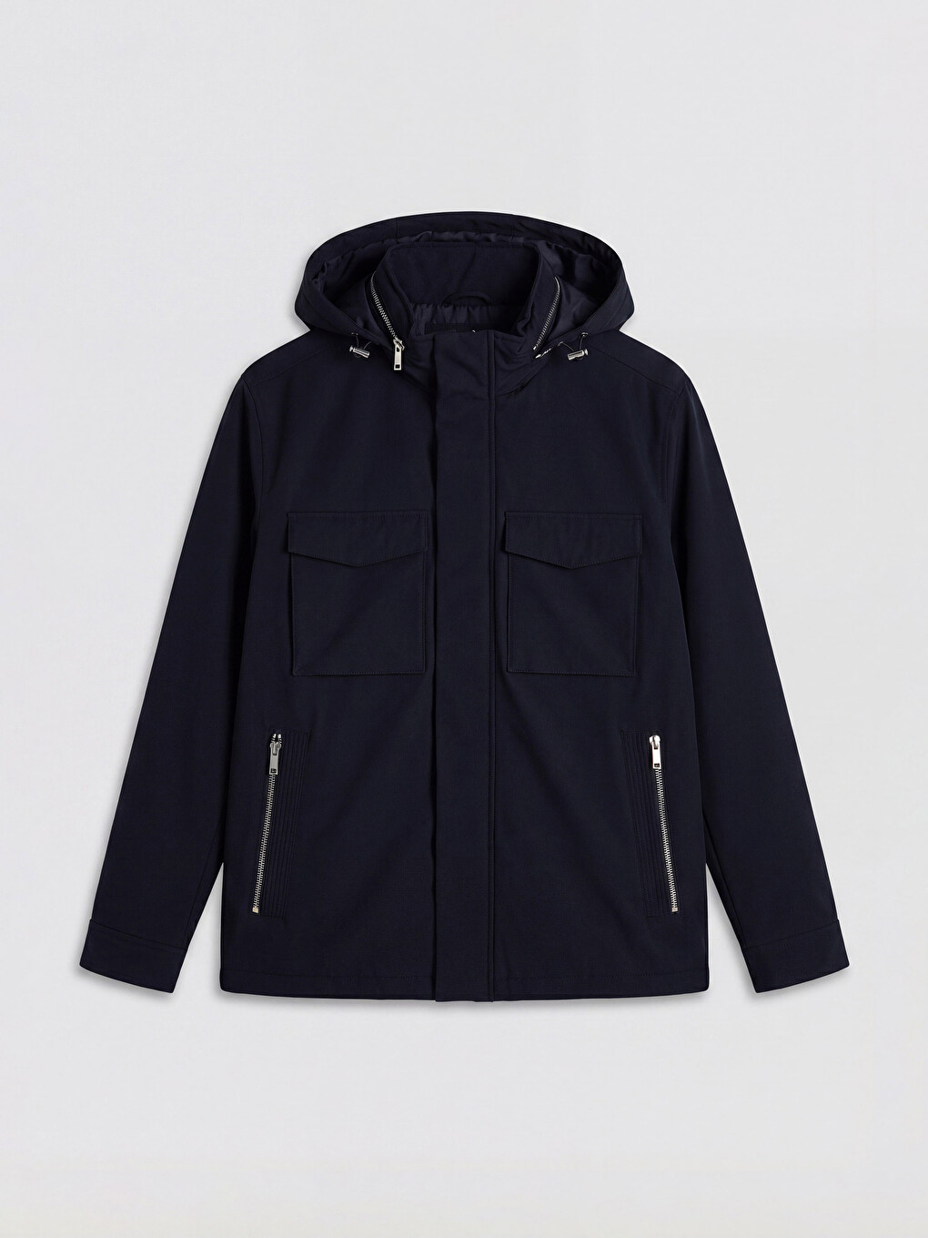 Lacivert Regular Fit Kapüşonlu Erkek Mont-5